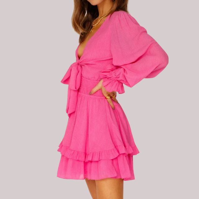 Valenzora | Wickelkleid mit Rüschen und Taillenbund