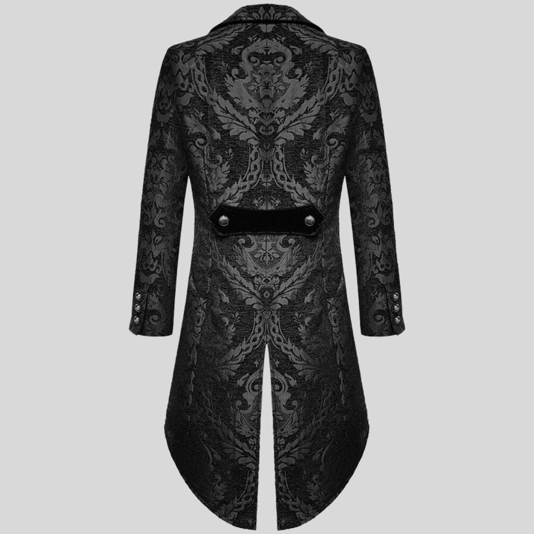 Valenzora | Victorian-Inspired Tailcoat With Embossed Brocade Pattern