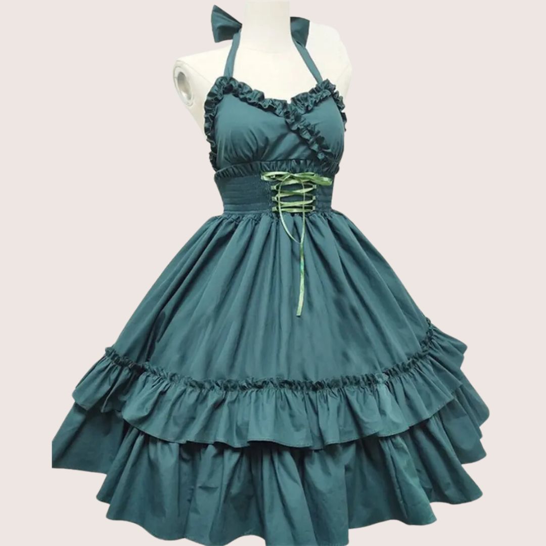 Valenzora | Romantic ruffled dress with bow collar