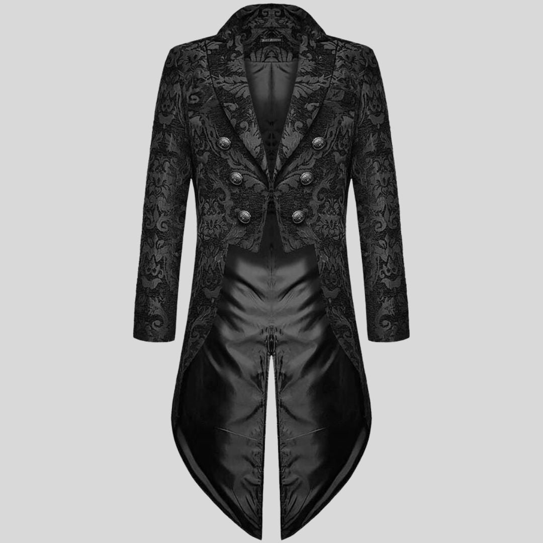 Valenzora | Victorian-Inspired Tailcoat With Embossed Brocade Pattern