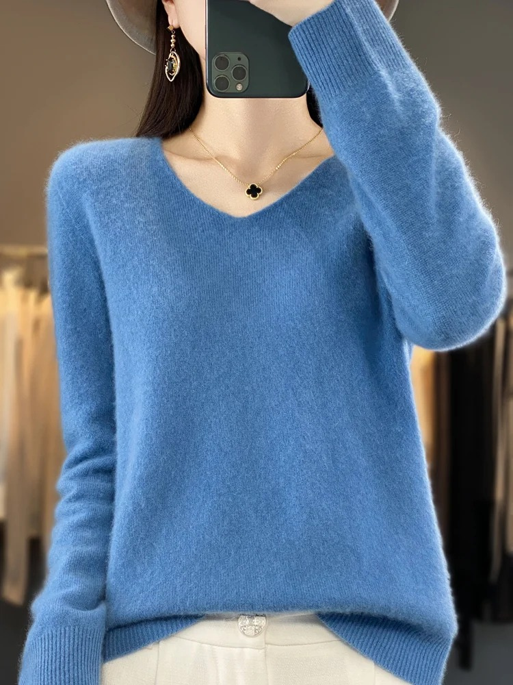 Valenzora | Women's Cashmere Pullover, Elegant V-neck, Soft & Comfortable