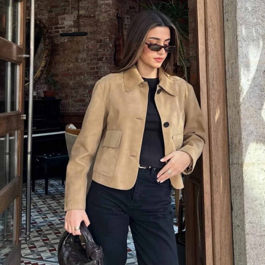 Valenzora | Beige Lederjacke