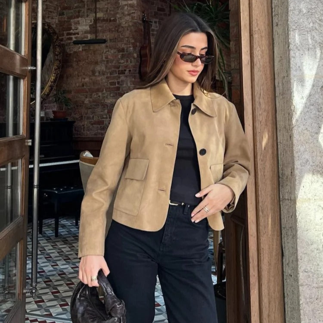 Valenzora | Beige Lederjacke