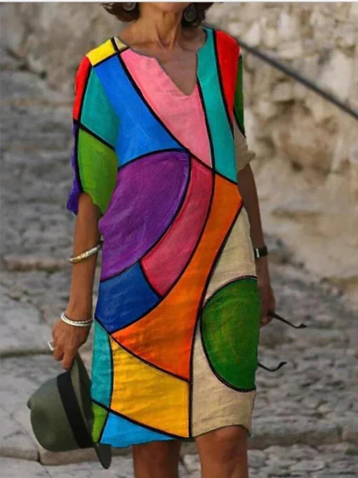Valenzora | Printed midi dress with V-neck