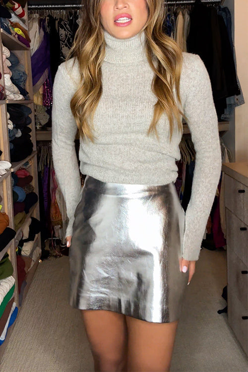 Valenzora | Rosiedress Minirock aus Metallic-Kunstleder