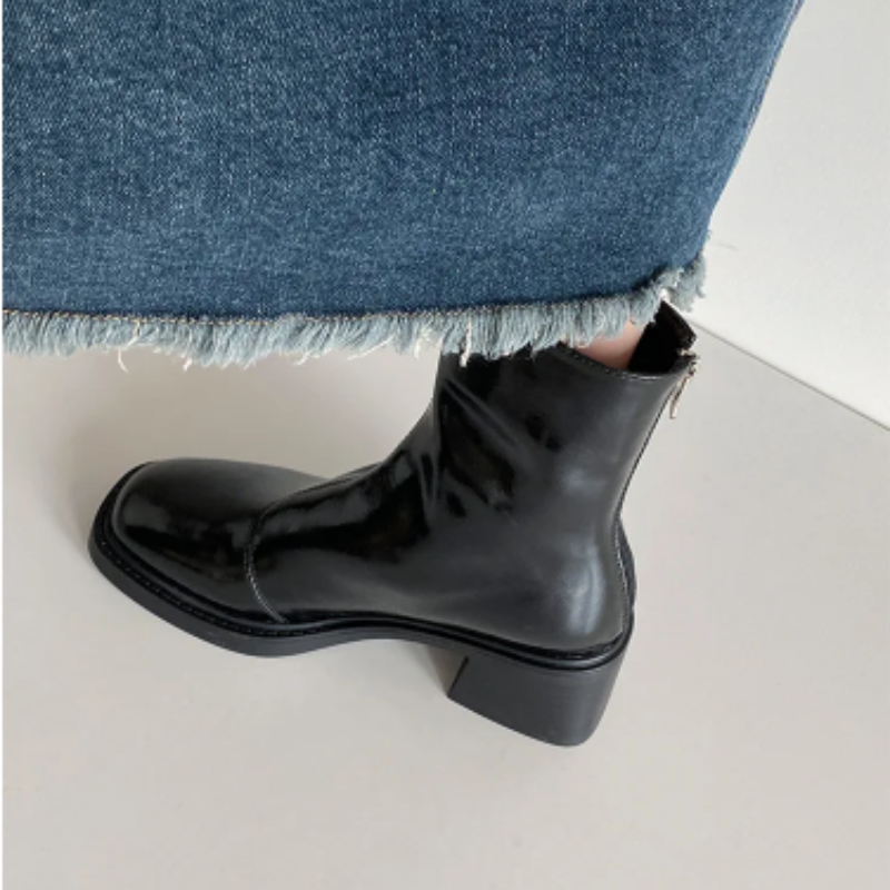Valenzora | Elegante Stiefeletten aus Leder mit Blockabsatz für Damen