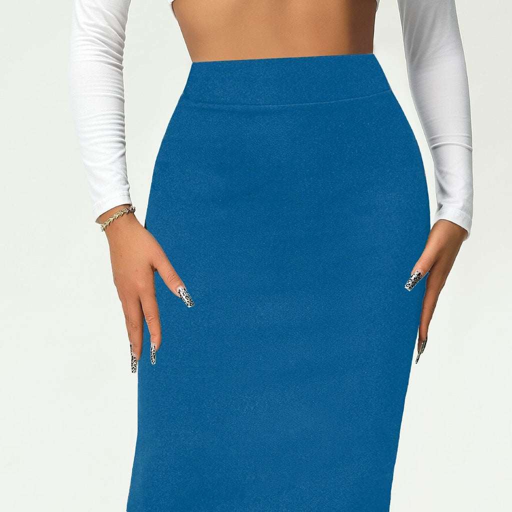 Valenzora | Solid Color High Waist Pencil Skirt