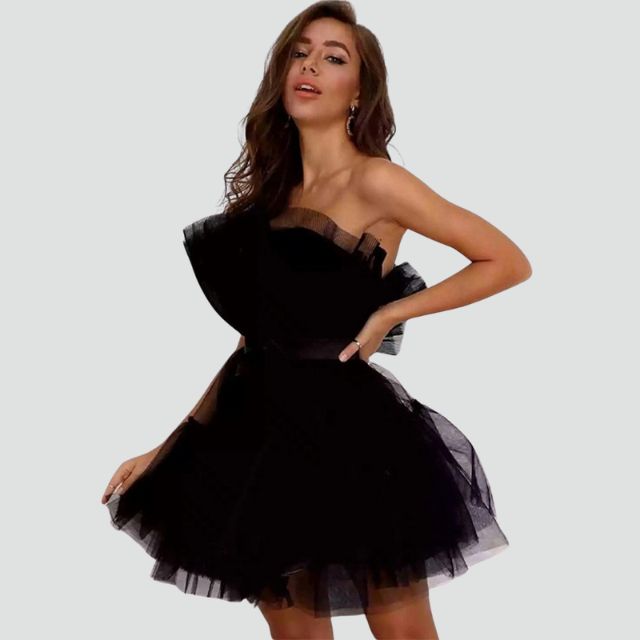 Valenzora | Trägerloses Tüllkleid mit Stufenrock