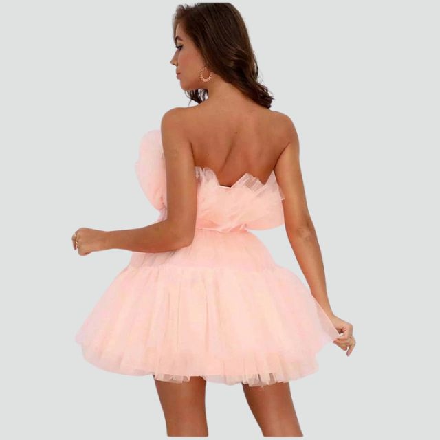 Valenzora | Trägerloses Tüllkleid mit Stufenrock