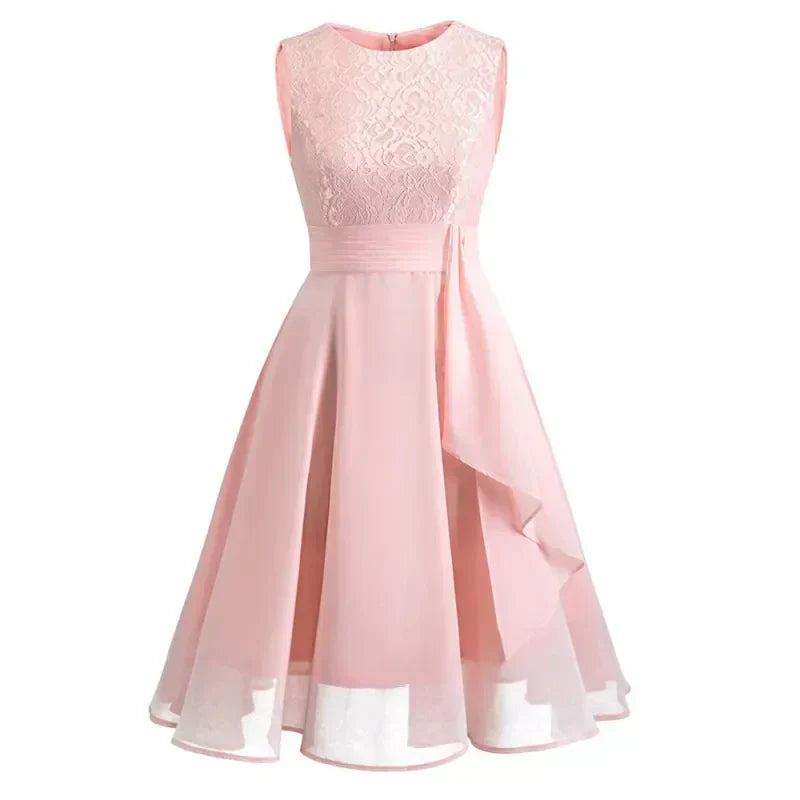Valenzora | Elegant dress with short sleeves, sequins and ruffles