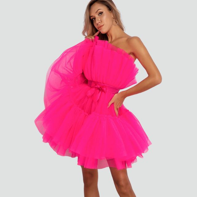 Valenzora | Trägerloses Tüllkleid mit Stufenrock