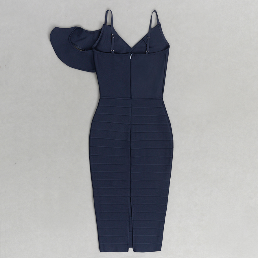 Midikleid mit umklappbarem Bund | Blau
