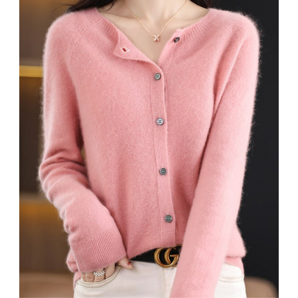Damen Strickjacke mit Rundhalsausschnitt