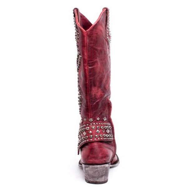 Valenzora - High Boots with Metal Studs and Chunky Heel