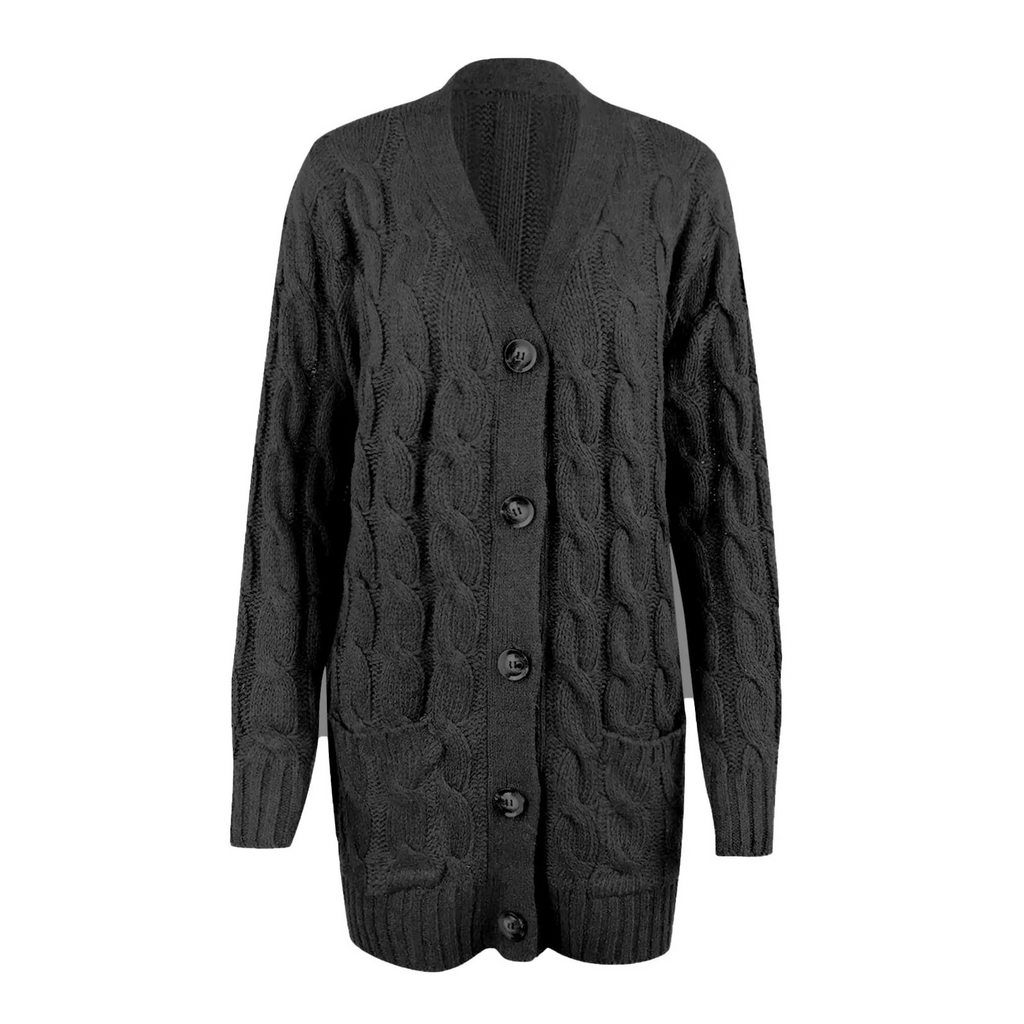 Valenzora | Stylischer langer Cardigan für Damen mit Knopfleiste