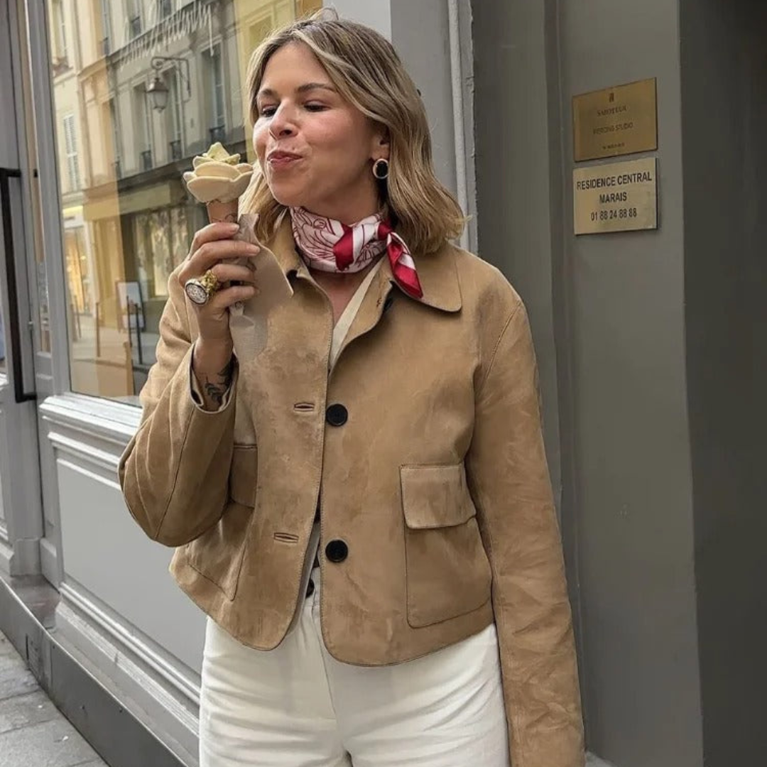 Valenzora | Beige Lederjacke