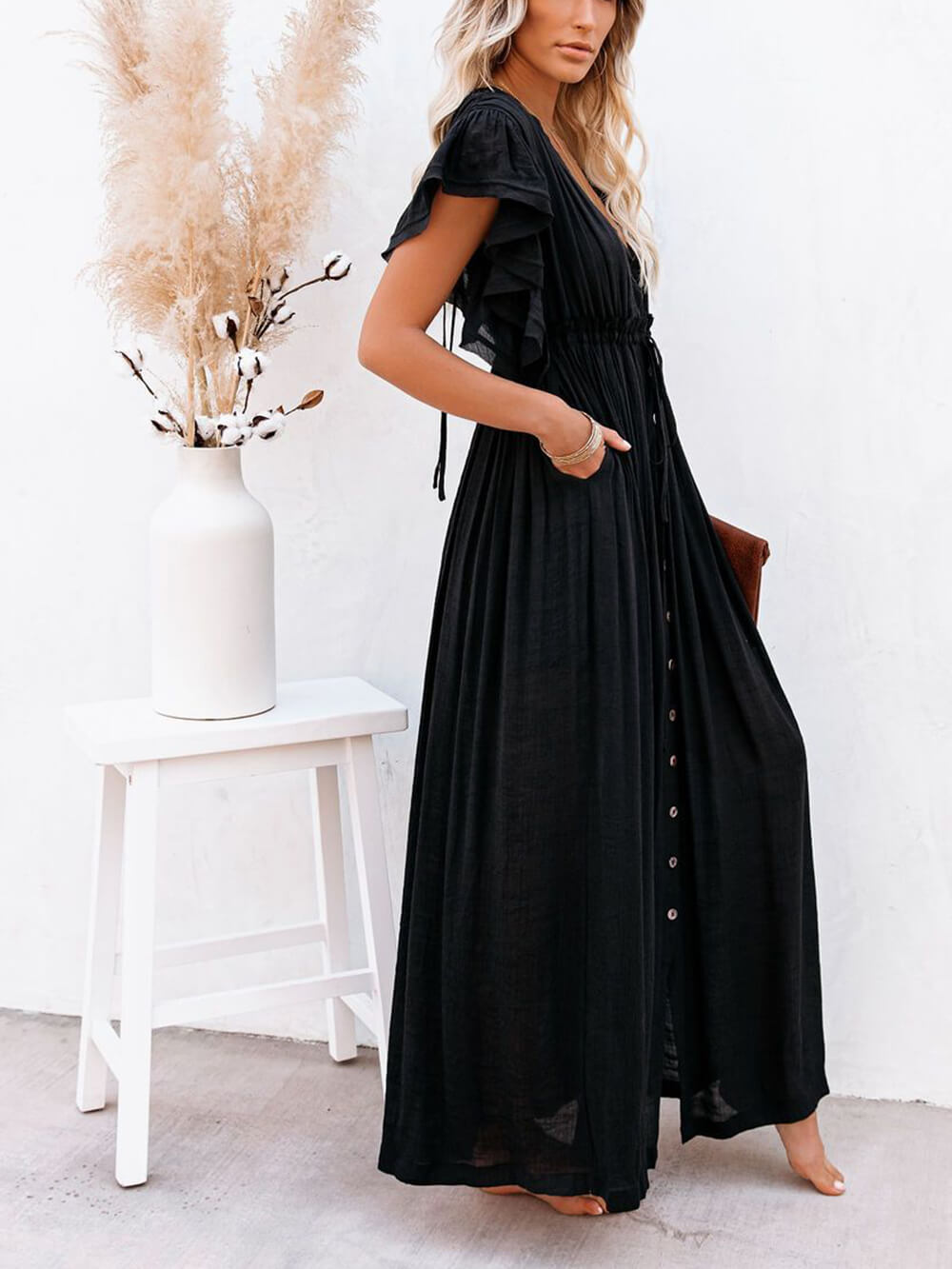 Valenzora | Stylish maxi dress with flutter sleeves for women