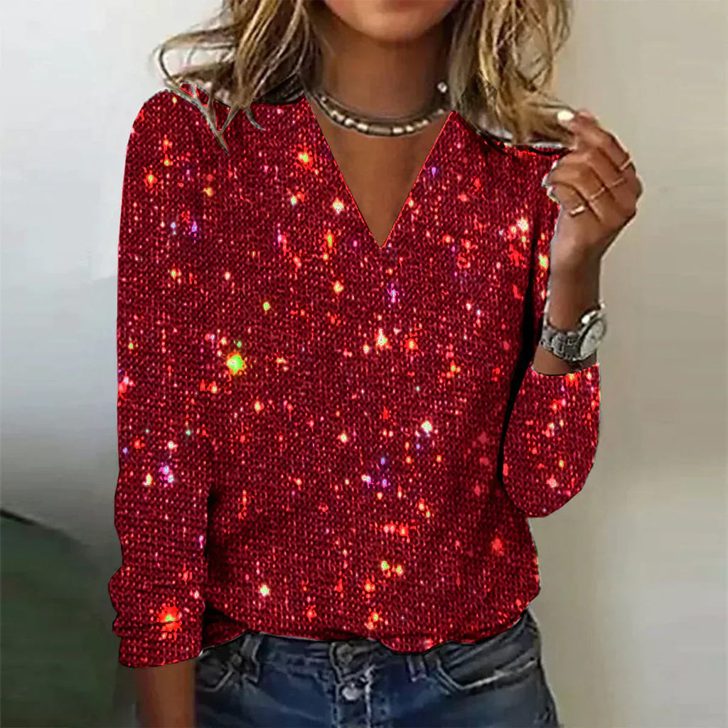 Valenzora | Shiny V-neck sweater