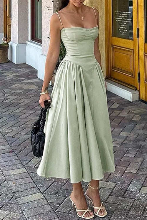 Valenzora | Rosiedress Spaghetti Strap Pocketed Corset Swing Midi Dress