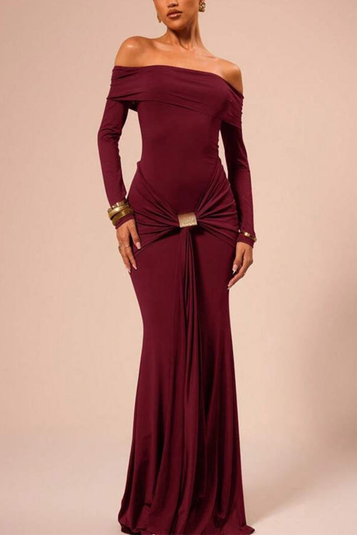 Valenzora | Rosiedress Off Shoulder Knot Front Bodycon Maxi Party Dress