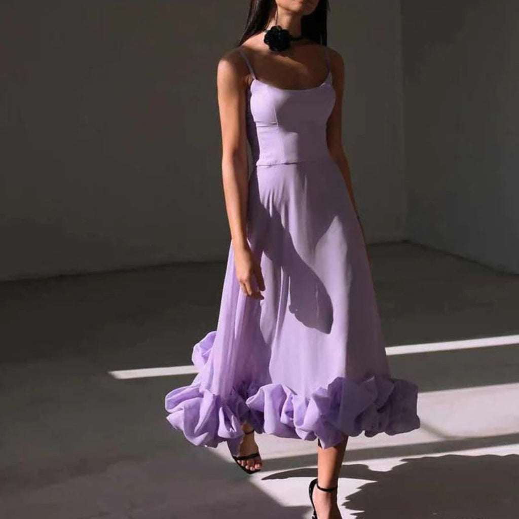 Valenzora | Ruffled bustier midi dress