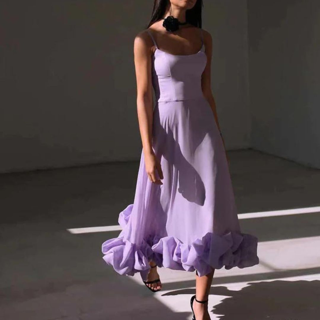 Valenzora | Ruffled bustier midi dress
