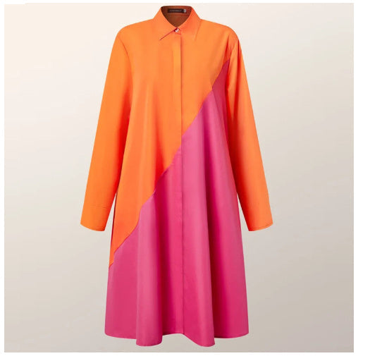 Valenzora | Hemdblusenkleid mit Umlegekragen & Dreiviertelärmeln