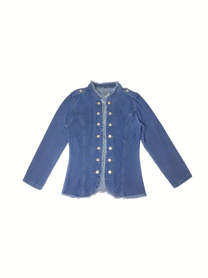 Valenzora | Blaue Jeansjacke für Damen mit offener Kante
