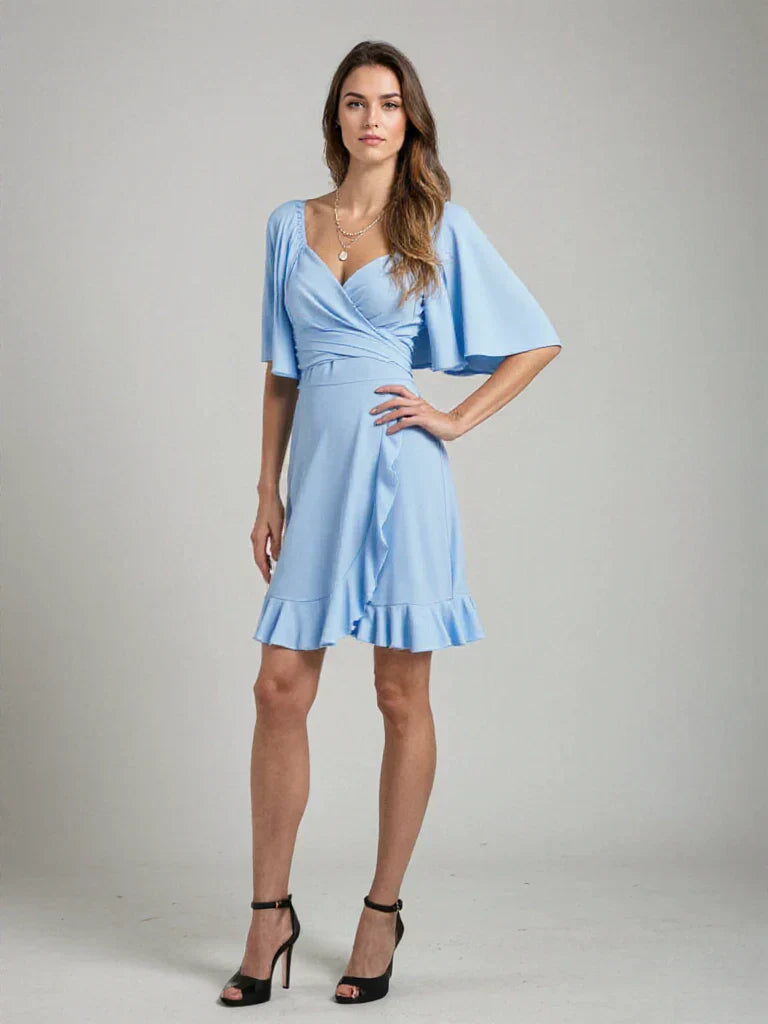 Valenzora | Elegantes Kleid mit V-Ausschnitt und Rüschen am Saum