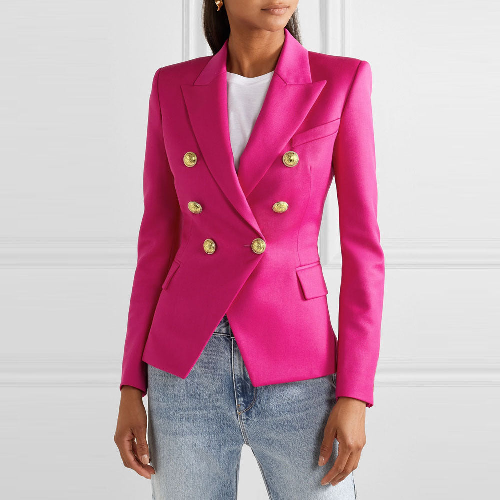Women's blazer in a double-button design with gold accents, size Valenzora