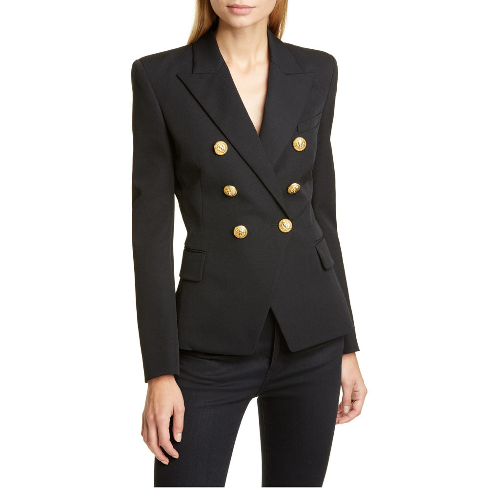 Women's blazer in a double-button design with gold accents, size Valenzora