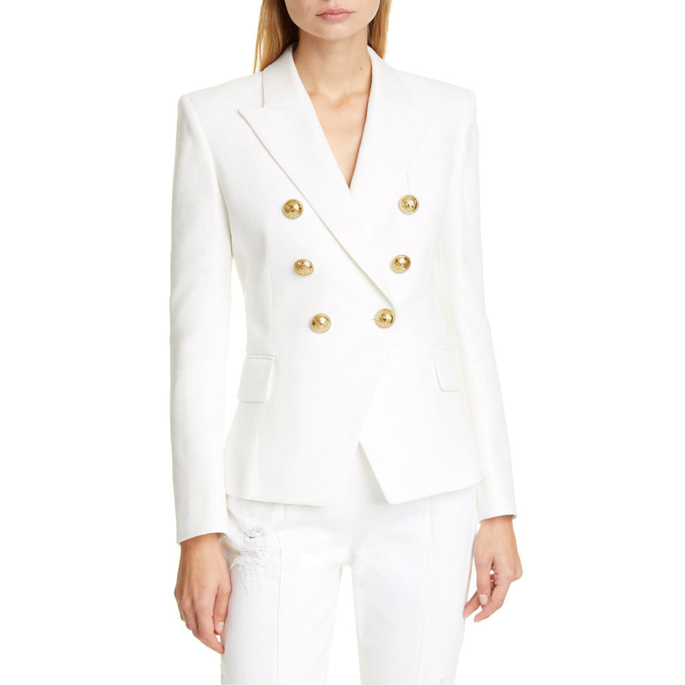 Women's blazer in a double-button design with gold accents, size Valenzora