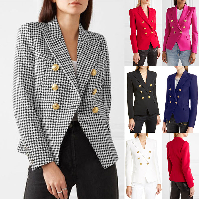 Women's blazer in a double-button design with gold accents, size Valenzora