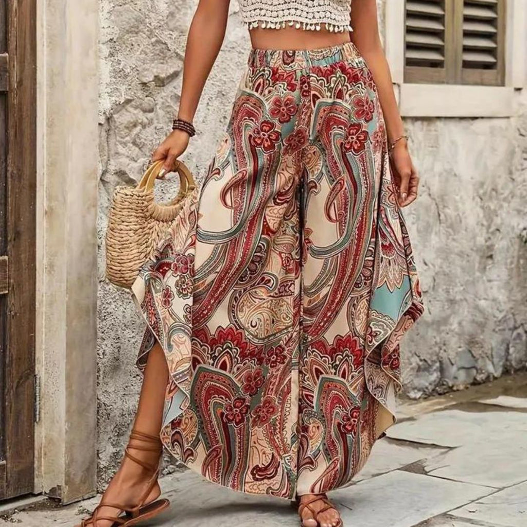 Valenzora | Boho Paisley Hose mit weitem Bein