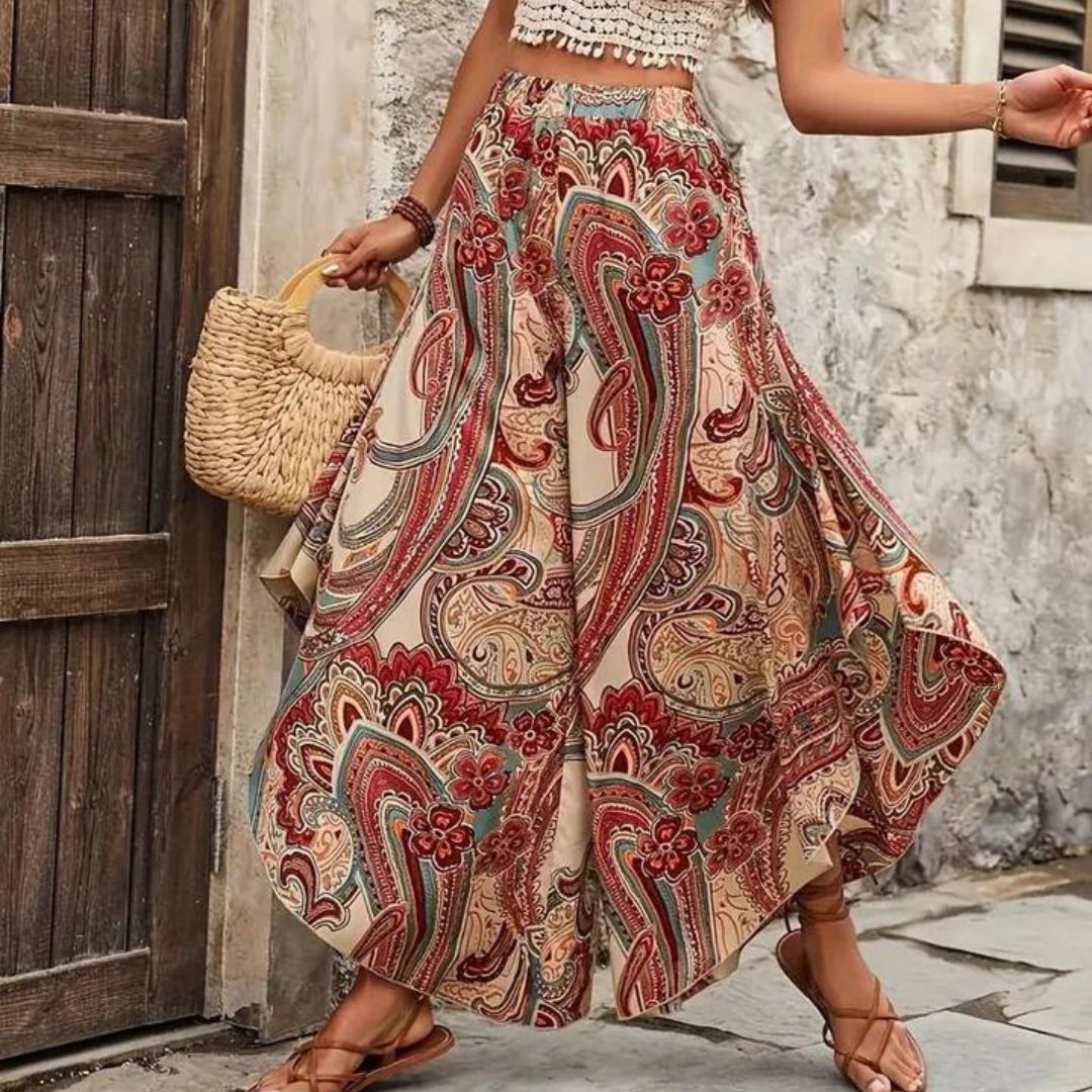 Valenzora | Boho Paisley Hose mit weitem Bein