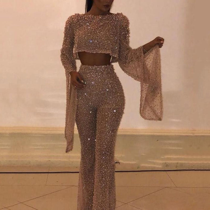 Valenzora | Sexy Long Sleeve Backless Jumpsuit & High-Waisted Trousers