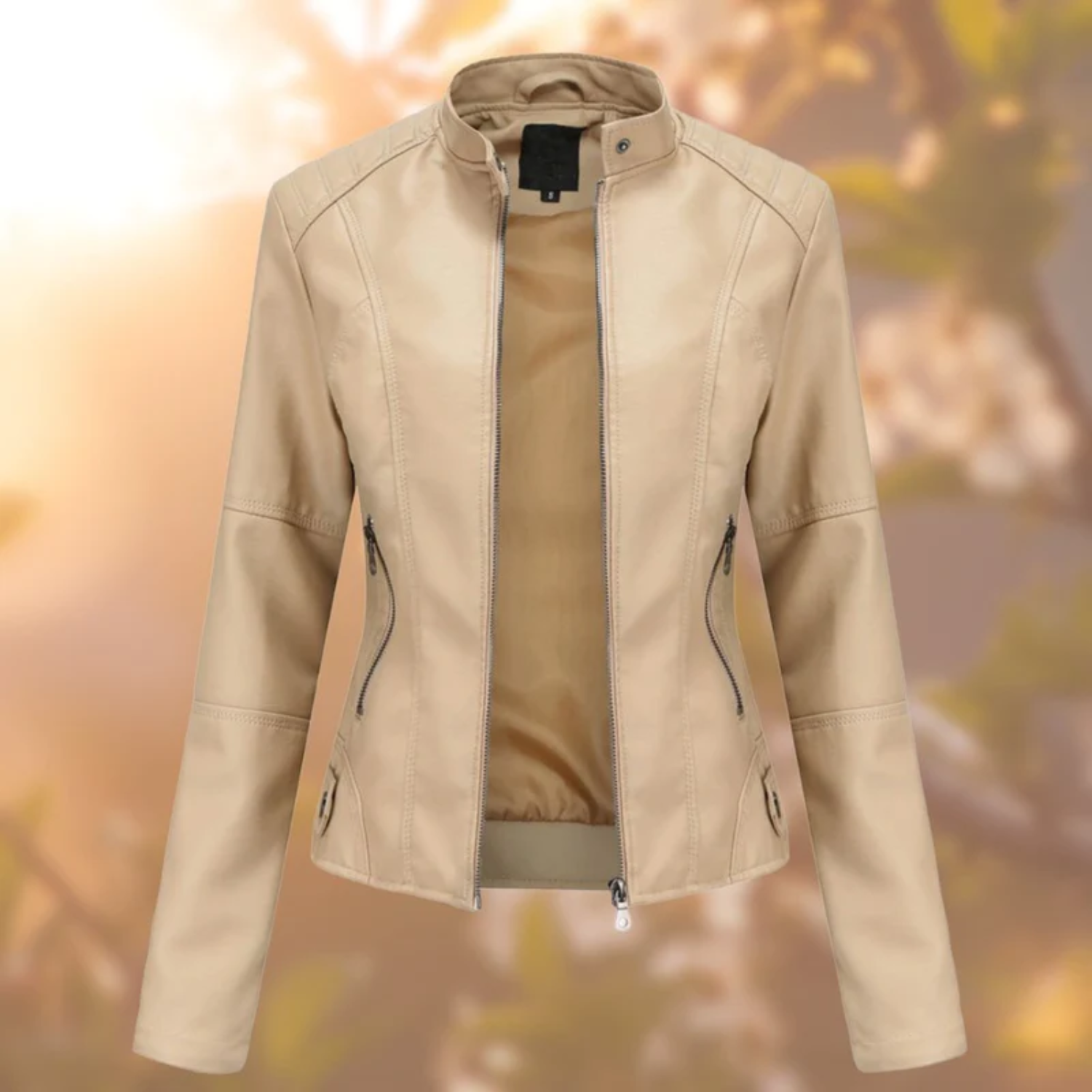 Valenzora | Bequeme Lederjacke mit langen Ärmeln