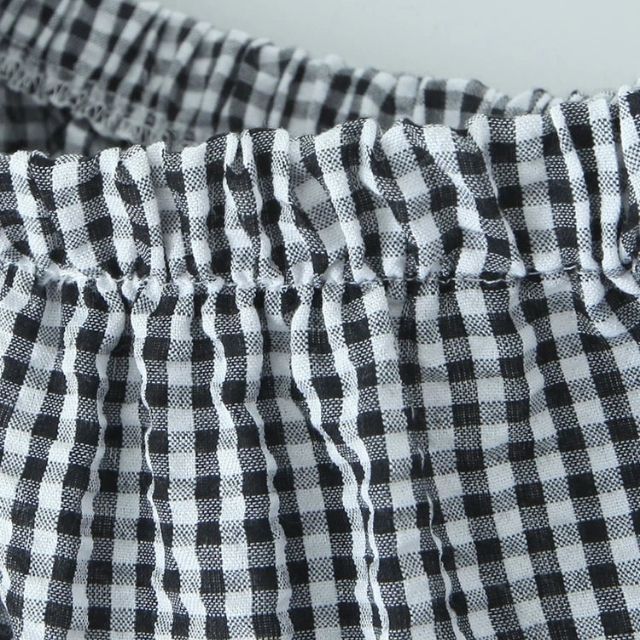 Valenzora | Gestufter Midirock aus Gingham mit Rüschen