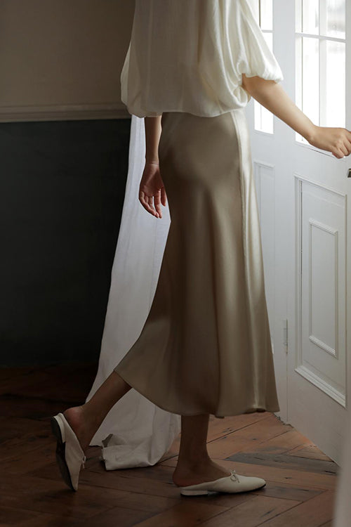Valenzora | Rosiedress Bequemer High-Waist Satin-Midirock