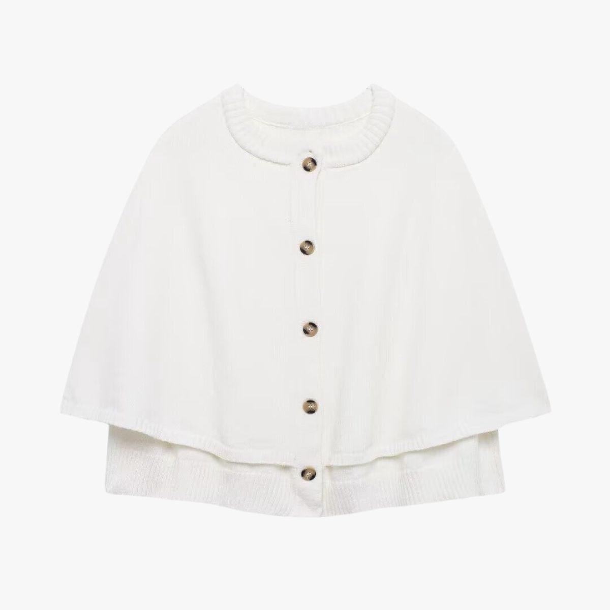 Valenzora | Knitted Cape with Buttons and Tiered Hem