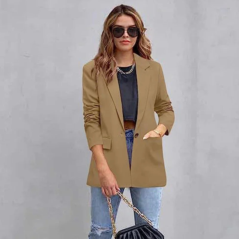 Valenzora | Langer Damenblazer mit Pattentaschen und tailliertem Schnitt