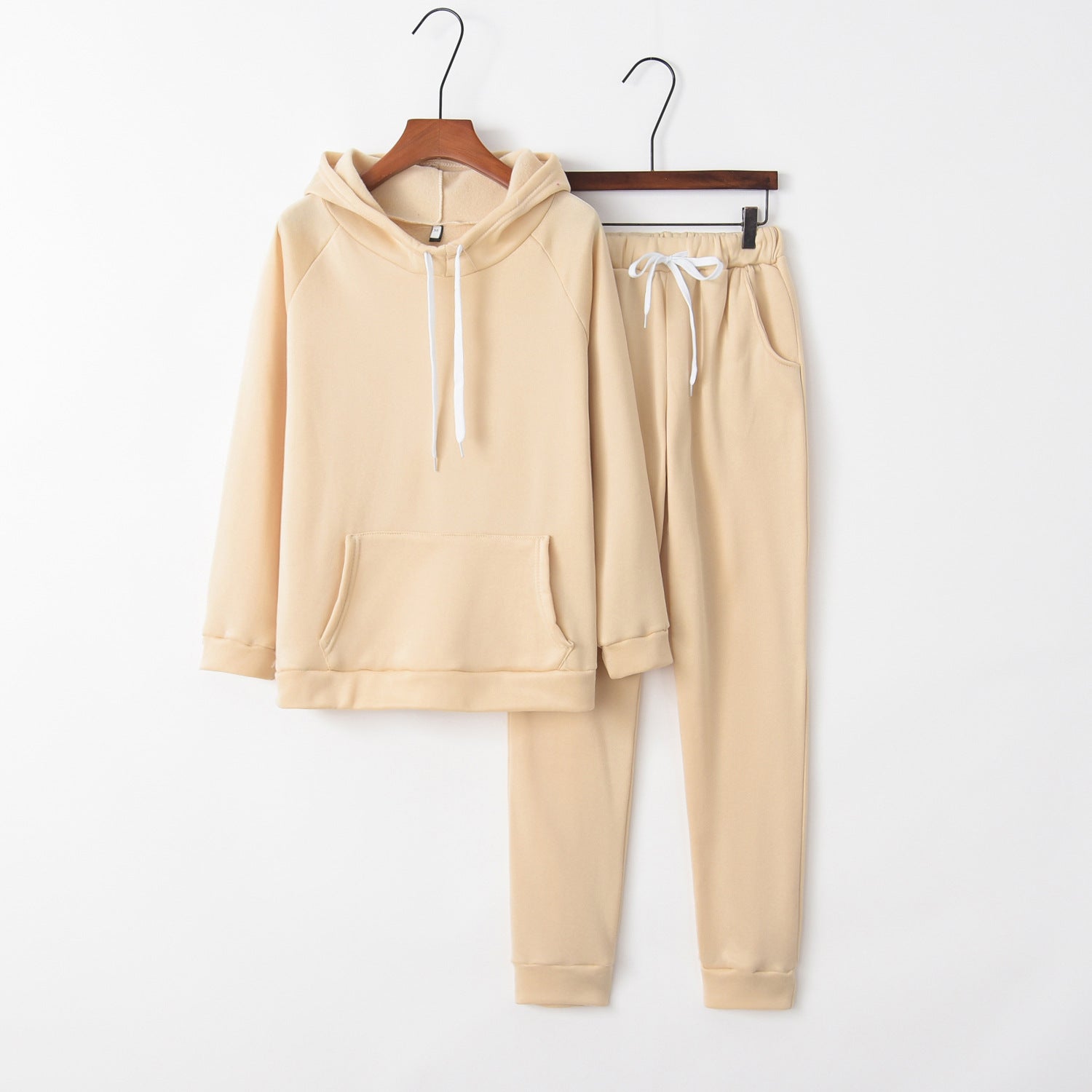 Women's casual tracksuit set with hood and kangaroo pocket, size S