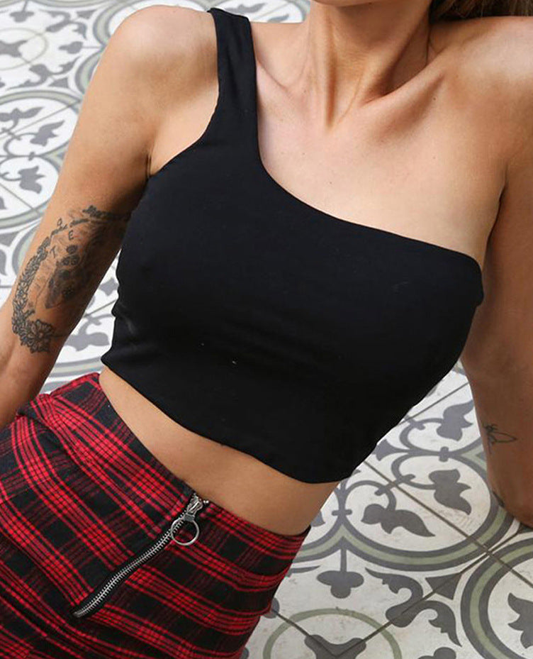 Damen-Cropped-Top mit weiten Trägern, asymmetrisch geschnitten, Größe