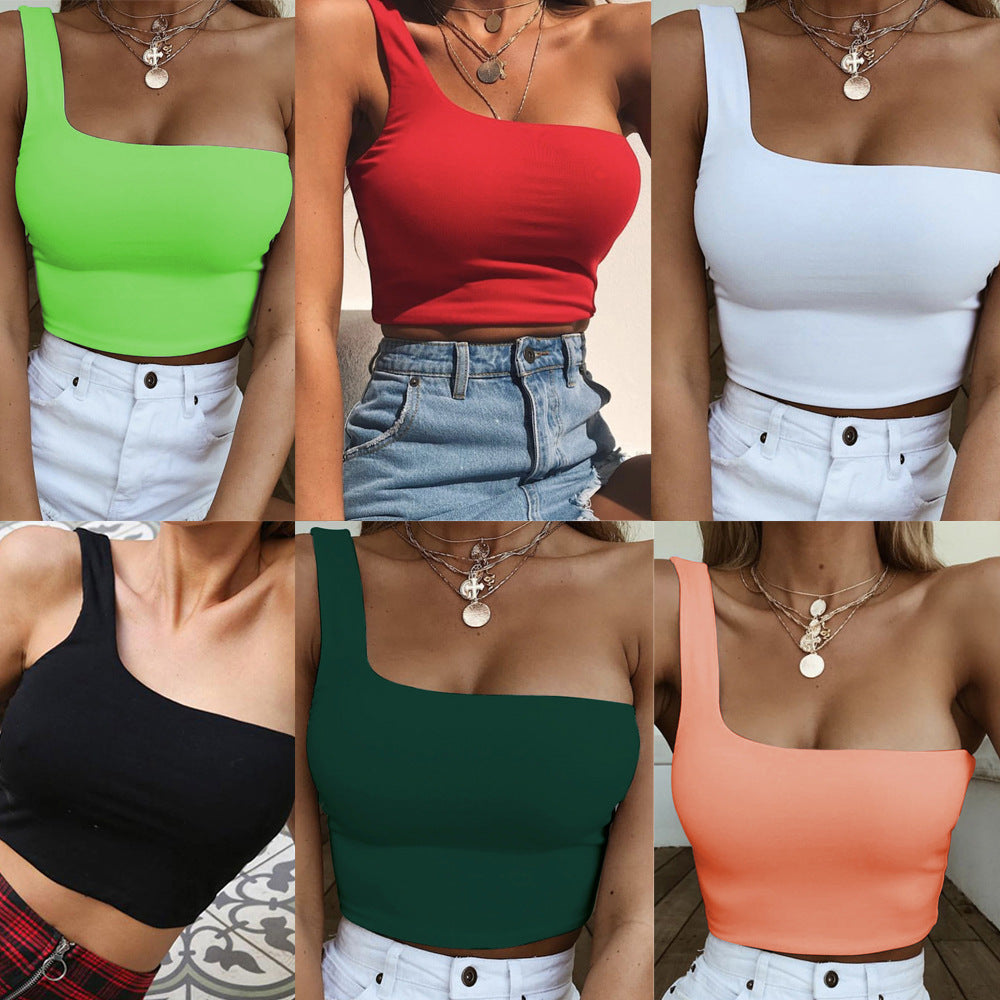 Damen-Cropped-Top mit weiten Trägern, asymmetrisch geschnitten, Größe