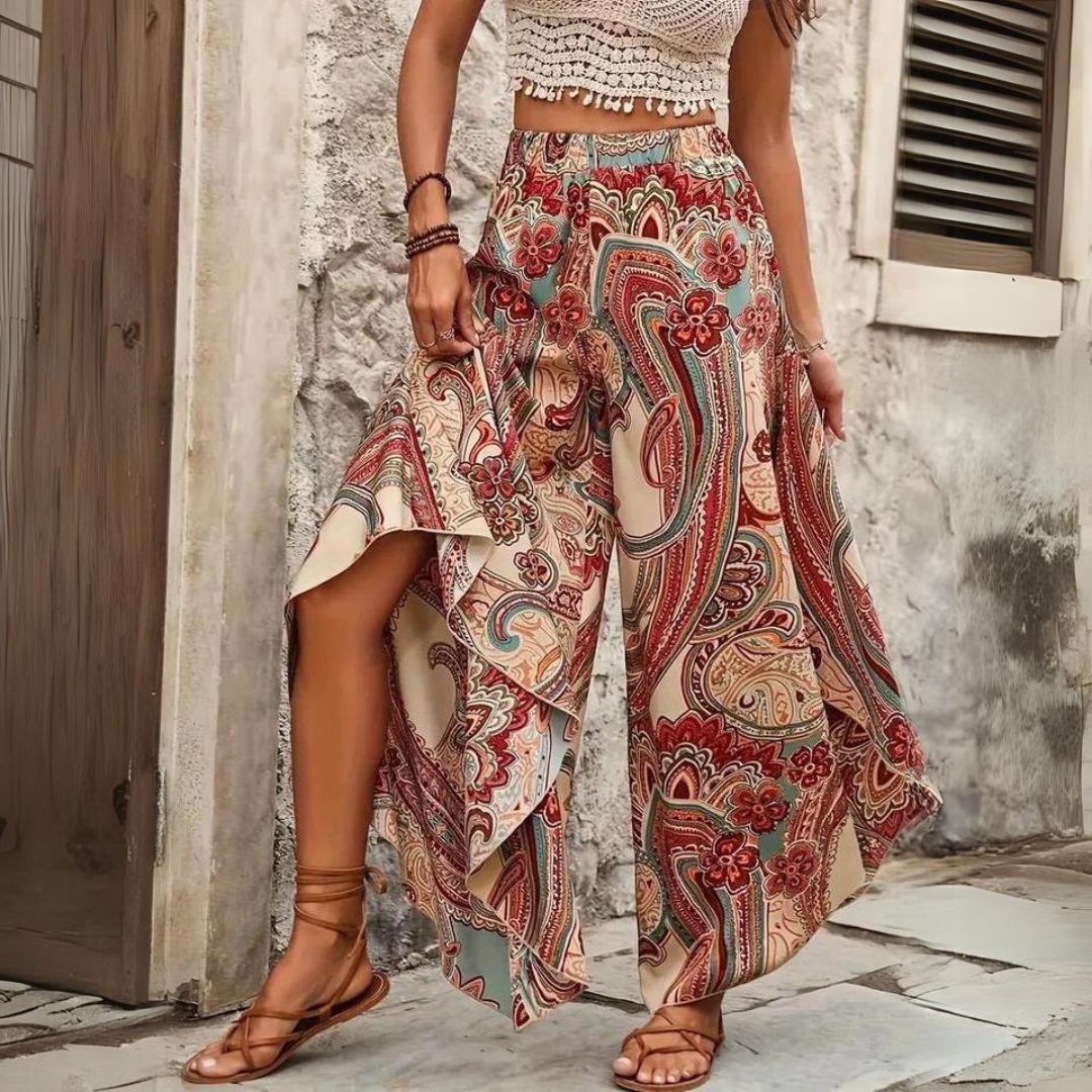 Valenzora | Boho Paisley Hose mit weitem Bein