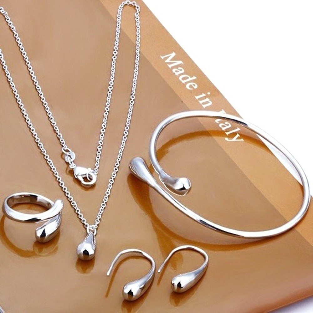 Valenzora | Four-piece jewelry set with water droplet design, made of S925 silver