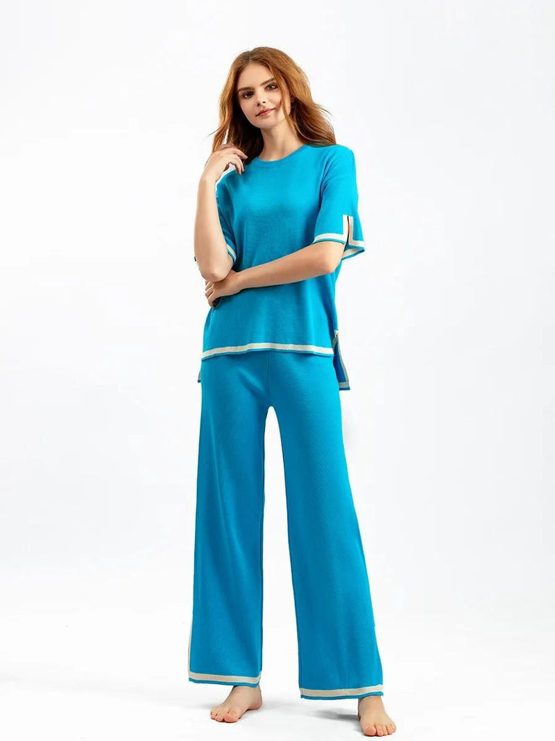 Valenzora | Elegant short-sleeved two-piece set made of ice silk