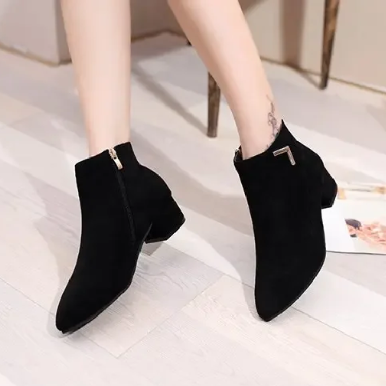 Valenzora | Stiefeletten mit spitzer Zehenpartie und seitlichem Reißverschluss, Damen-Stiefeletten