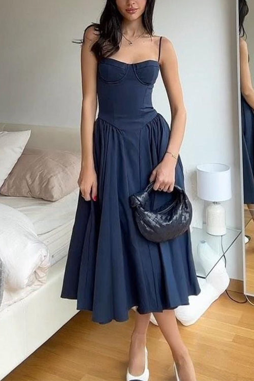 Valenzora | Rosiedress Spaghetti Strap Pocketed Corset Swing Midi Dress