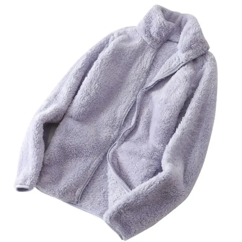 and a fluffy jacket with a zipper, fleece vest